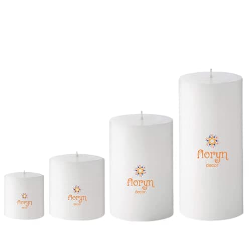 Floryn Decor Smokeless, Dripless Paraffin Wax Pillar Candles Set of 4 (2 by 2, 2 by 3, 2 by 4, 2 by 4.5 inches, White Unscented)
