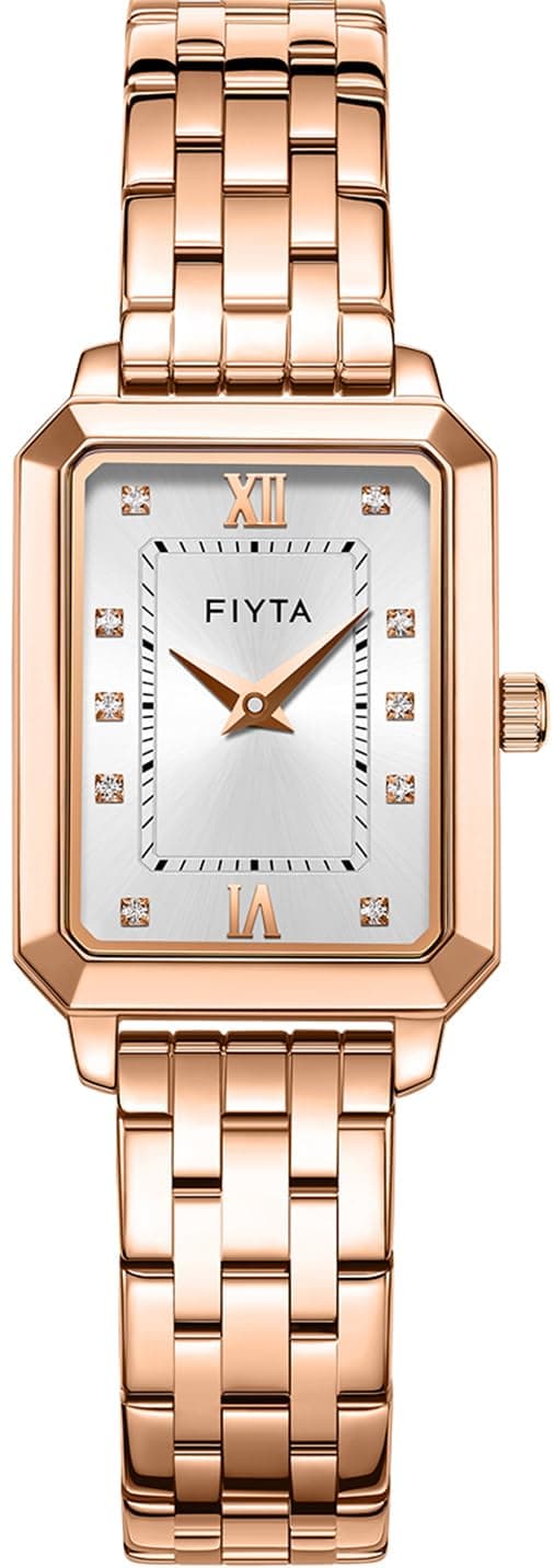 FIYTA Womens Bracelet Watch Stainless Steel Synthetic Sapphire Crystal Classic Rectangle Case 2Hand 30M Water Resistance 21MM Quartz