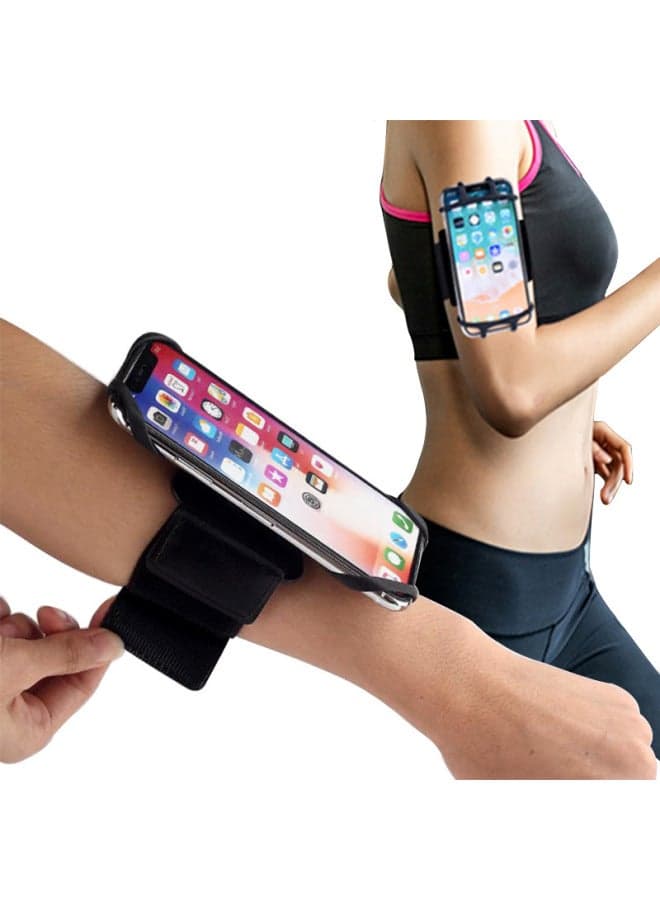 Sports Arm Band Running Mobile Phone Arm Bag Wrist Bag 360 ° Rotating Silicone Mobile Phone Arm Band Wrist Band Strap-Color:Green Arm Band-single Opp Bag