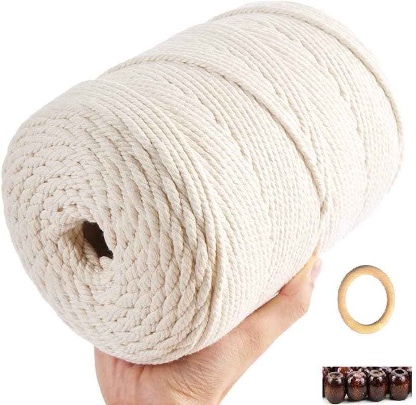BSPS 3 Ply Twisted Cotton Cord Dori Thread 4mm 100Mtr OffWhite for DIY and Other Projects Model Thread_82