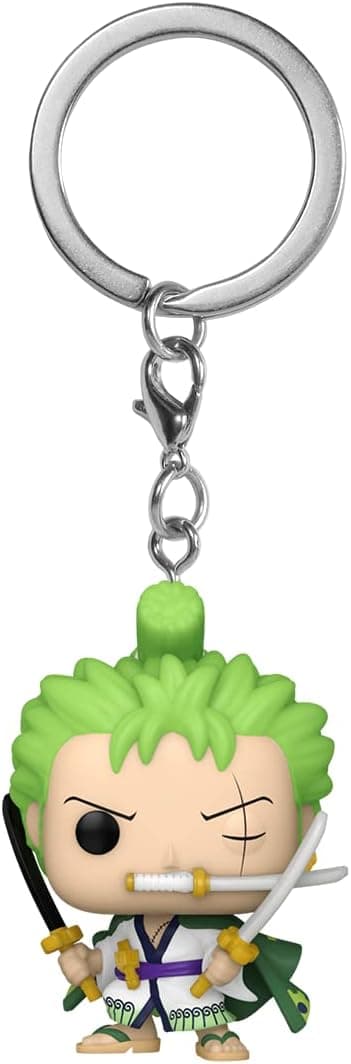 Funko POP Keychain One Piece Roronoa Zoro Novelty Keyring Collectable Mini Figure Stocking Filler Gift Idea Official Merchandise Anime Fans Backpack Decor