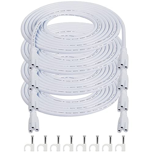 SinLoon UL-LP Certification T5 T8 LED Lamp Connecting Wire for Ceiling Lights - Daylight Integrated Tube Cable Linkable Cords for Lamp Holder Socket Fittings (9.8FT/3M, 4-Pack)