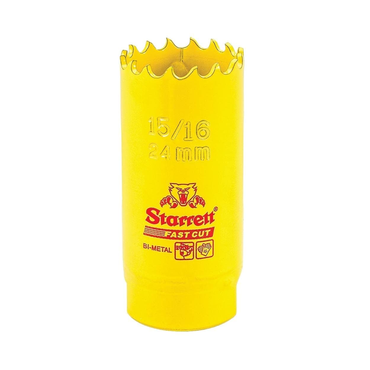Starrett BiMetal Fast Cut Straight Pitch Hole Saw with Abrasion Resistant HSS Teeth Ideal for Cutting Metal Steel and Wood 1516 24mm Diameter 158 41mm Depth FCH1056G