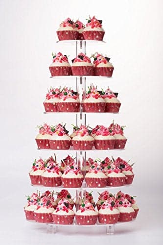 YestBuy Cupcake Stand, Acrylic Cupcake Tower Tree, 6 Tier Large Cupcake Holder for Pastry, Clear Cupcake Dispaly Stand with Base for Party, Wedding, Baby Shower