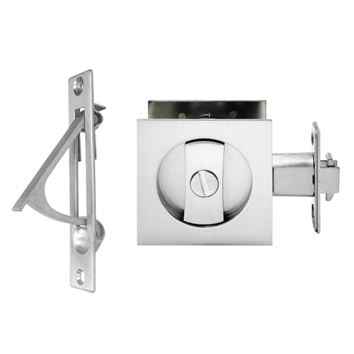 Pocket Door LockPrivacy Door Hardware Suitable for Bathroom Bedroom etc Recessed 2 Sided 2 38 Backset Invisible Hardware for 1 38 to 2 316 Thickness Door Sliver Privacy Lock With Edge Pull