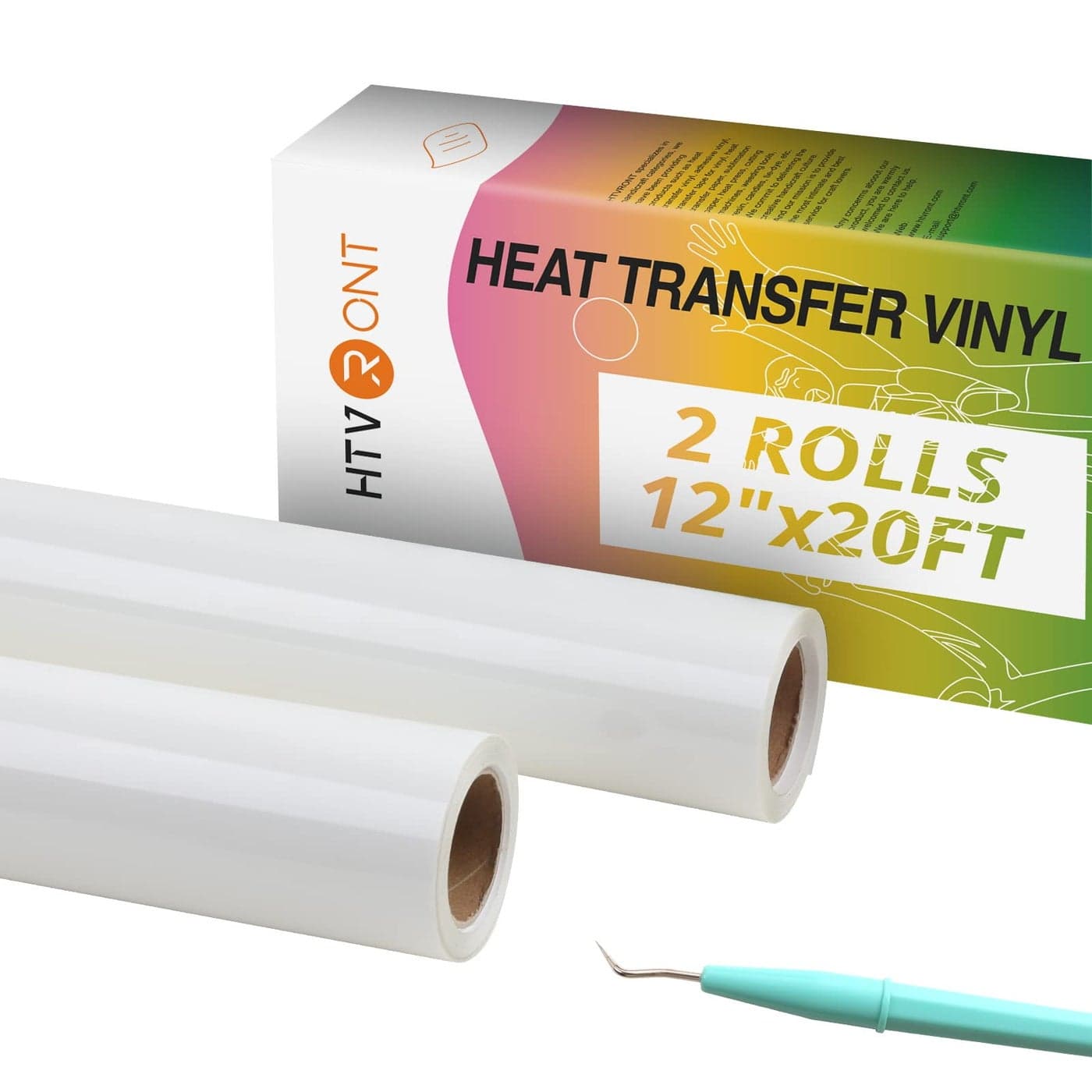 HTVRONT Heat Transfer Vinyl Rolls 2 Rolls 12 x 20ft White Iron on Vinyl for Shirts White HTV for All Cutting Machines Easy to Cut Weed for Craft Heat Transfer Design