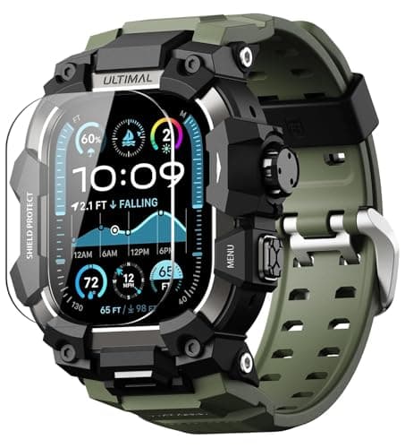 ULTIMAL Rugged Case with Band for Apple Watch 49mmCompatible with Apple Watch Ultra 321 Military Grade Shockproof Bumper Cover for iWatch Tactical Band Men Army Green 49mm
