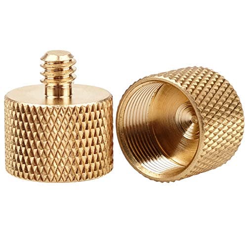 Anwenk Mic Stand Adapter 5/8 to 1/4 Adapter Standard Mic Thread Screw Adapter (Brass) Microphone Stand Adapter to Tripod Adapter, 2 Pack