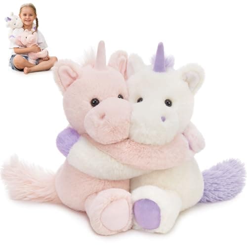 MorisMos Huggable Unicorn Stuffed Animals Duo for Twin Kid Couple13Lbs Freezable Microwavable Stuffed Animal Unicorn Toys with Heating Pads for ComfortCuddly LongArm Pony Toy Gift
