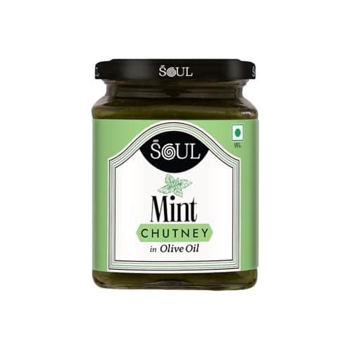 ADF Soul Mint Chutney Made in 100% Olive Oil | Cool and Vibrant,Offers The Perfect Blend of Mint, Green Chillies | Serve with Kebabs, Tandoori Starters, or Enjoy as a Spread | 270 g.