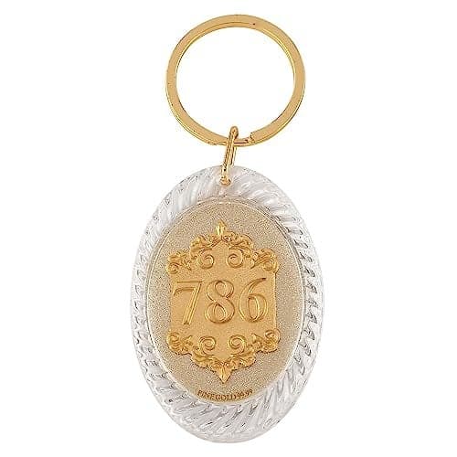 Pk & Pk Jewellers 786 Keychain Lucky Number | 24KT Gold (For Premium Gift, All Vehicles - Car Bike Scooty, Both Men & Women)