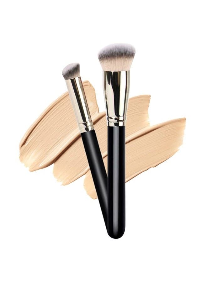 Makeup Brushes DPOLLA Pro Foundation Brush and Flawless Concealer Brush Perfect for Any Look Premium Luxe Hair Contour Brush Perfect for Blending Liquid,Buffing,Cream,Sculpting,Mineral Makeup