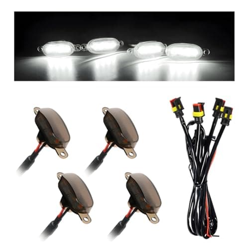 NYTKL 4 PCS Car LED Grille Lights Waterproof Bright Front Grill Trim Lamps with Wiring Harness Bumper LED Running Lights for 20042019 F150 F250 F350 Raptor 20132018 Ram 1500 Black White