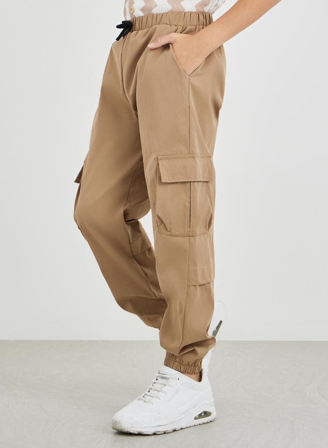 Regular Fit Cargo Pants with Drawstring — 9-10 YRS