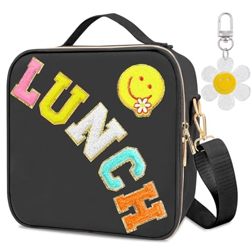 Lunch Box for Girls Women Preppy Lunch Box for Teen Girls Insulated Girls Lunch Bag for Kids Large Reusable Cute Cooler Bag with Adjustable Shoulder StrapsPerfect for School Travel PicnicPink