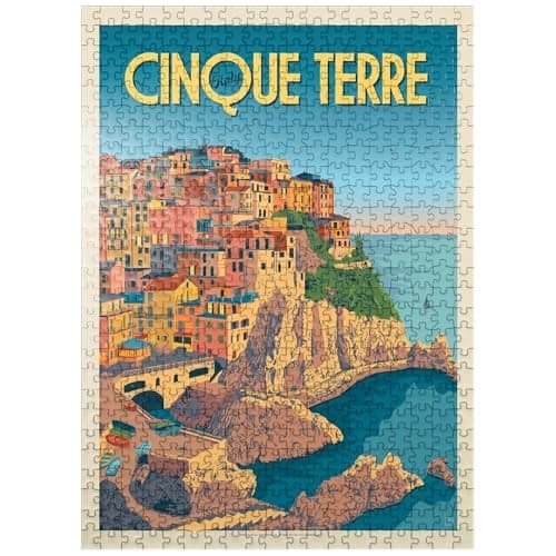 MyPuzzle Italy Cinque Terre Vintage Poster Premium 500 Piece Jigsaw Puzzle for Adults