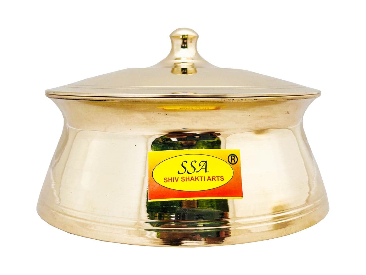 SHIV SHAKTI ARTS Bronze Kansa Casserole Donga with Lid Premium for Serving Food in Home and Hotel Volume-1 Litre