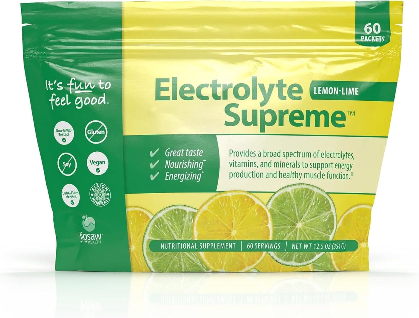 Jigsaw Health Electrolyte Supreme Broad Spectrum of Electrolytes Trace Minerals LemonLime Flavor 60 Servings Packets