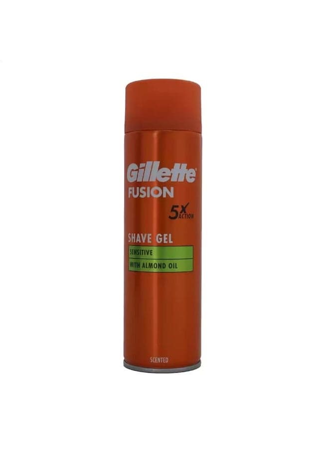 Gillette Fusion 5X Action Shave Gel With Almond Oil For Sensitive Skin- 200ml