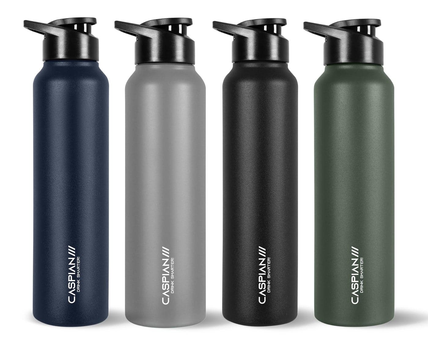 CASPIAN /// Hike ISI Certified Stainless Steel Water Bottle 1ltr. (Multicolours, 1 Litre, Set of 4) | Leak Proof Sipper for Fridge Home Office Travel School Kids Boys Girls Adults Sports Gym|BPA Free