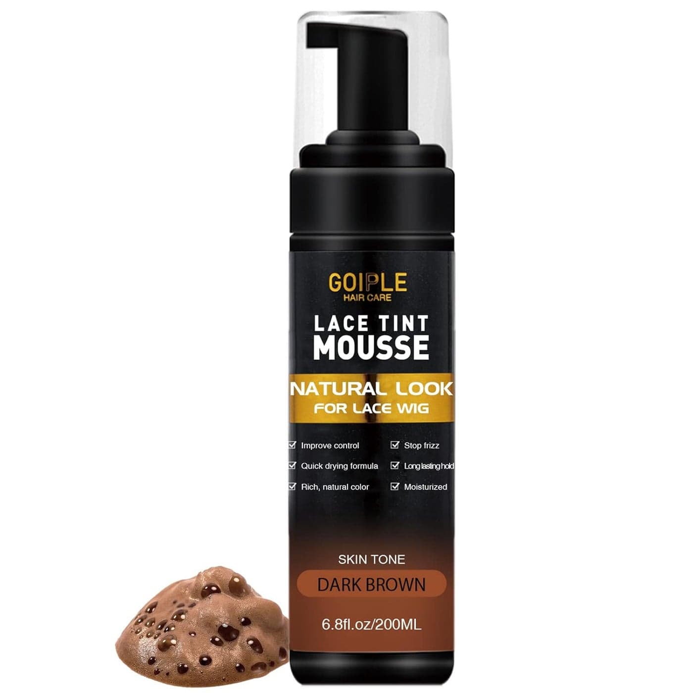 Goiple Lace Tint Melting Hair Mousse 68 fl oz Natural Finishing Color for Women Wigs Toupees and Hairpieces Dark Brown