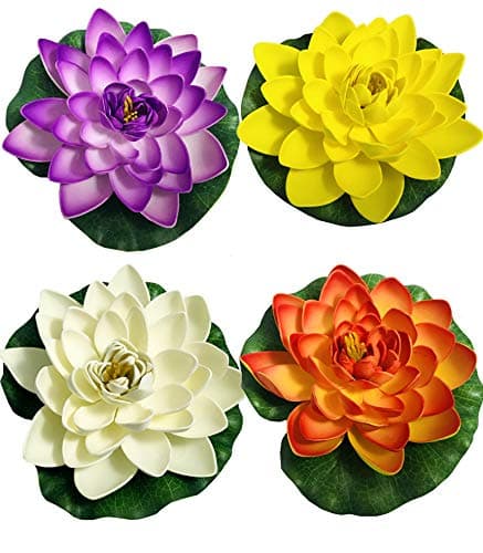 Evisha Big Size Foam Floating Lotus Artificial Flowers for Pond Tank Bowl Deep Plate Pool Multi Floating Lotus for Home Dcor and Gifting Multi Set of 3