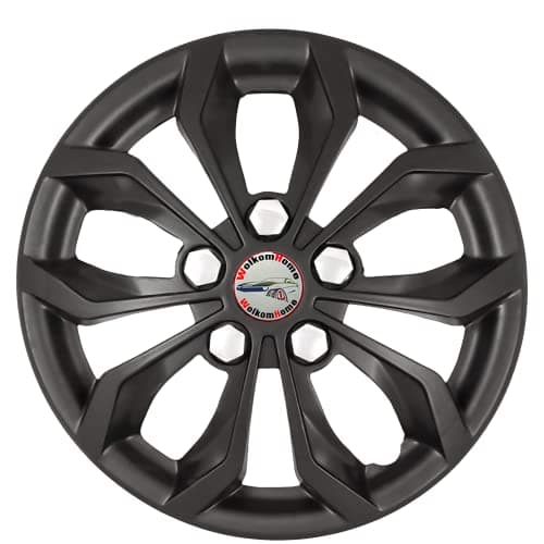 WolkomHome car Wheel Cap, Hub Cap Wheelcover Wheel Cover Universal for All 16 inch Wheel Size Cars (Full Black Color Black)