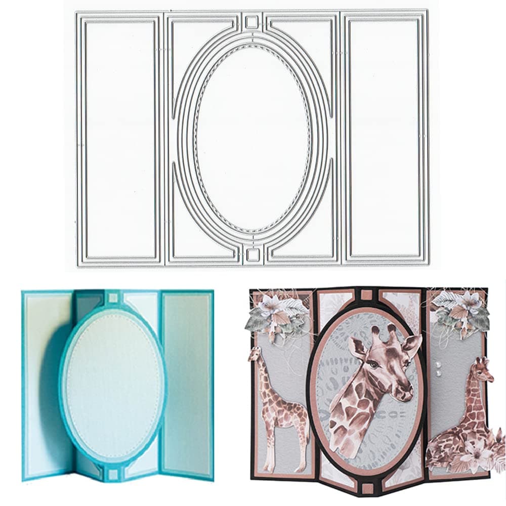 ALIBBON 3D Card Shape Die Cuts for Card Making and Scrapbooking Oval Background Cutting Dies Metal Template Molds Rectangle Die Cuts for DIY Photo Album Paper Embossing Card Making Decoration