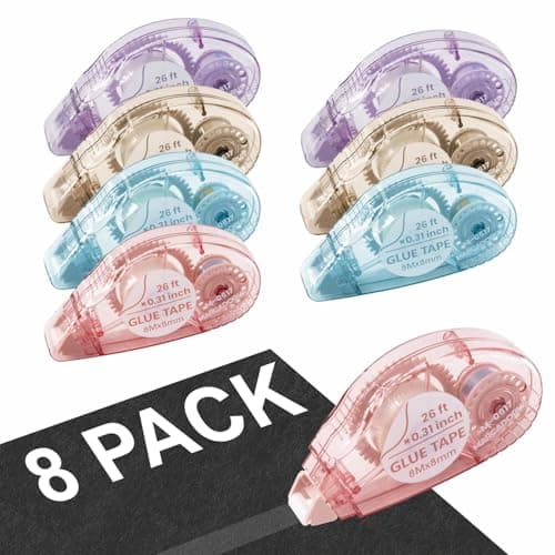 MARCADORUS Double Sided Tape Roller for Crafts 26 Ft x 031 in Glue Tape for Scrapbooking Pack of 8 Glue Tape Roller Junk Journal Supplies Scrapbook Supplies