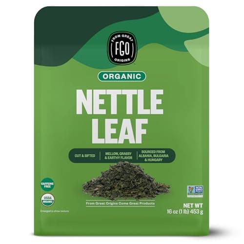 FGO Organic Nettle Leaf Loose Tea Cut and Sifted Caffeine Free 16oz Bulk Resealable Bag Packaging May Vary Pack of 1