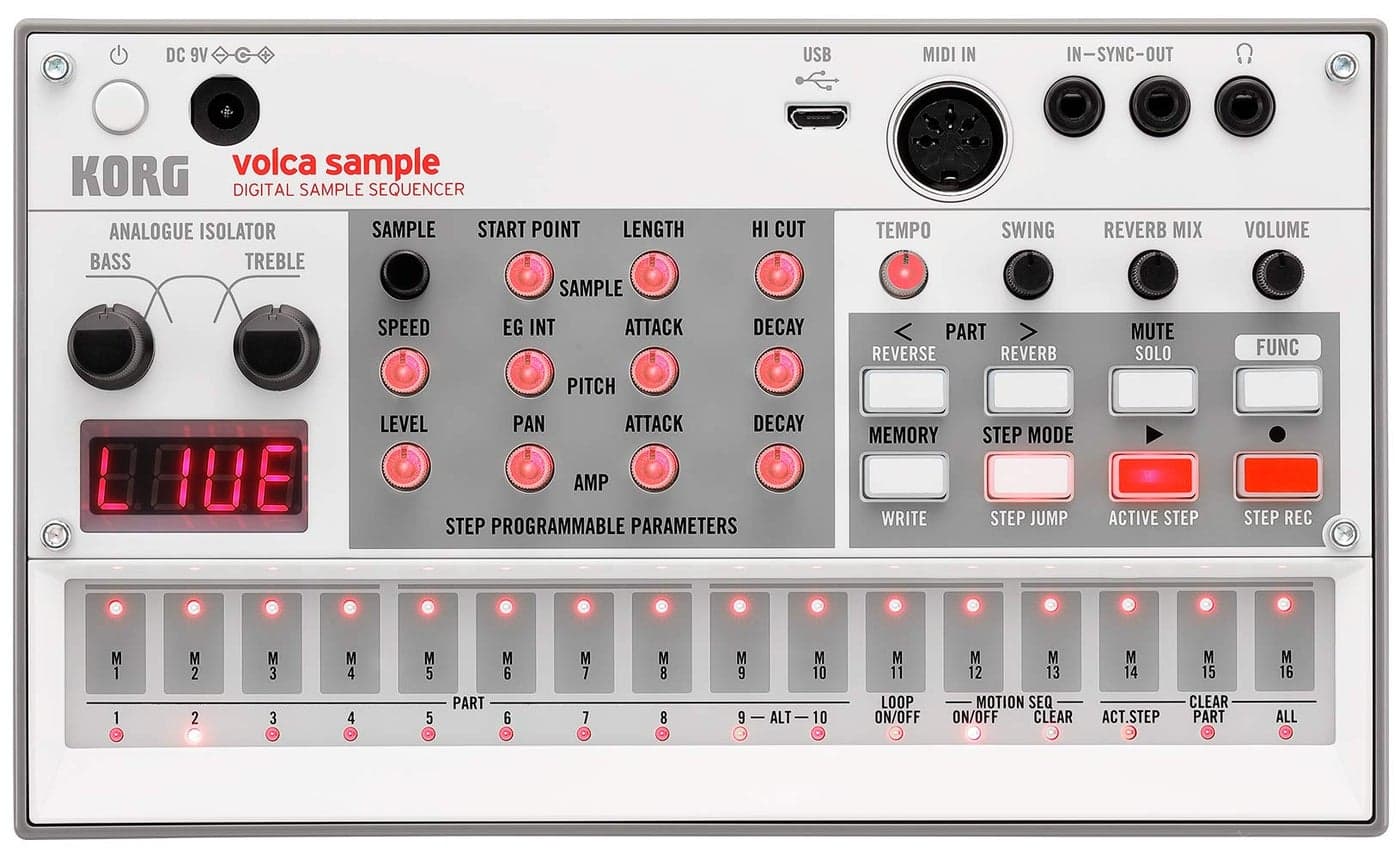Korg Volca Sample 2 Digital Sample Sequencer Drum Machine w/Pattern Chain Mode and 16-step Sequencer