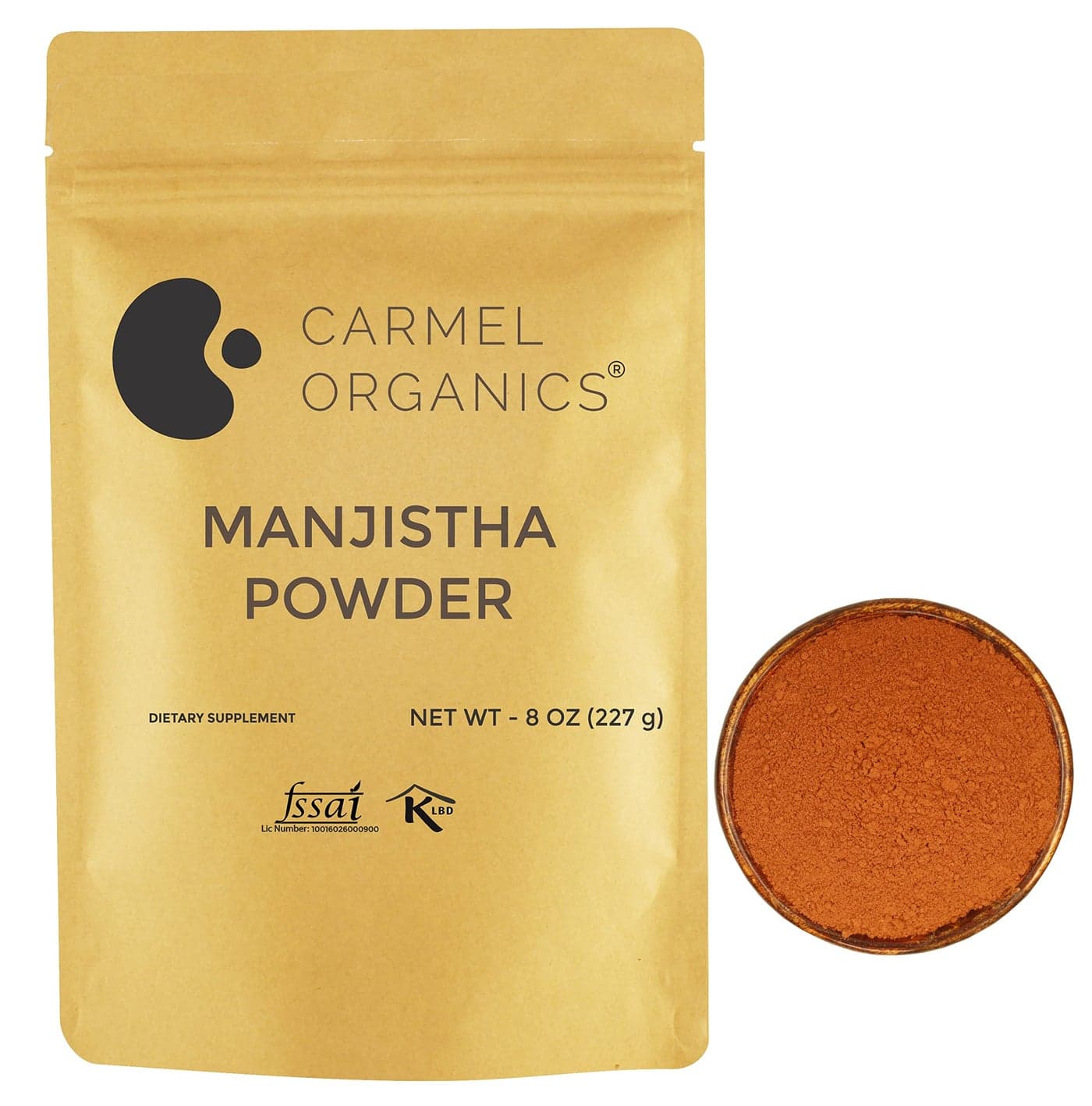 CARMEL ORGANICS Manjistha RootIndian Madder Powder 8 Ounce Natural dye and Hair Color Ayurvedic Herb for Skin and Health No Added Preservative or Additives NonGMO
