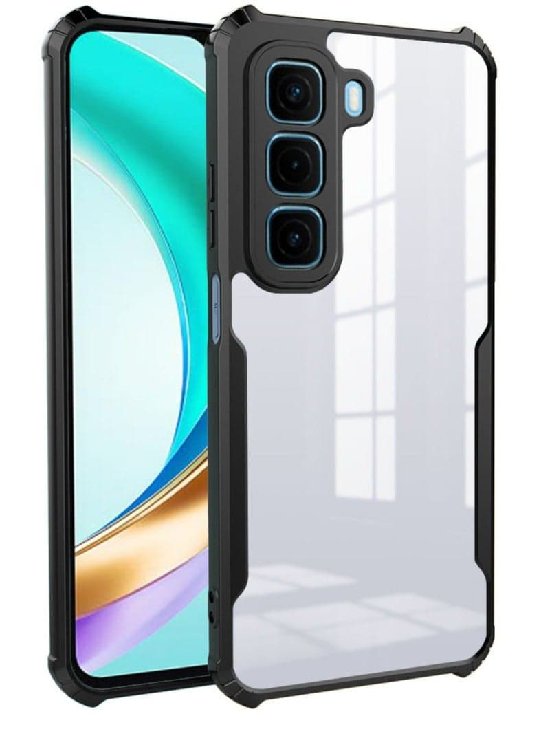 Infinix Hot50 4G Case Cover, Ultra-Thin Lightweight Cover Soft TPU Bumper, Acrylic Clear Back Mobile Phone Case Cover For Infinix Hot50 4G, Black