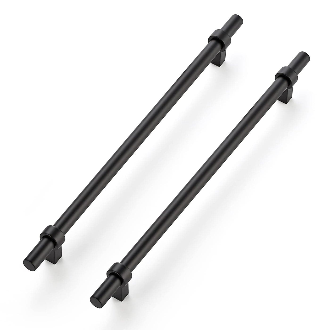 Ravinte 5 Pack 1258 Inch Cabinet Pulls Matte Black Kitchen Cabinet Hardware Cupboard Handles with Square Base 1258 Length10 Hole Center