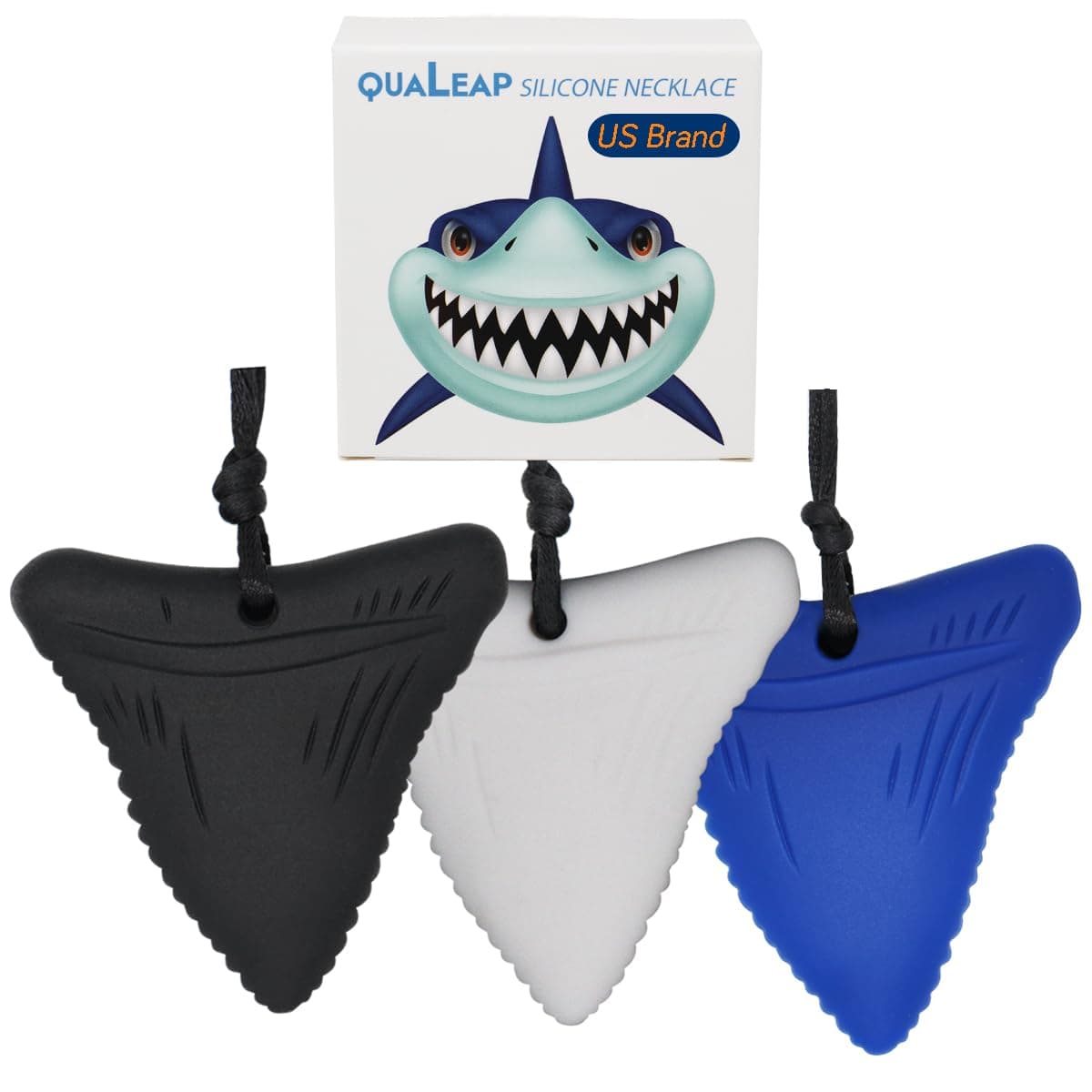 Shark Tooth Chew Necklace for Kids Chewing Necklace Teether Necklace Chew Toys Teething Toys Designed for Chewing Autism Sensory Teether Toy Standard Normal Chewer