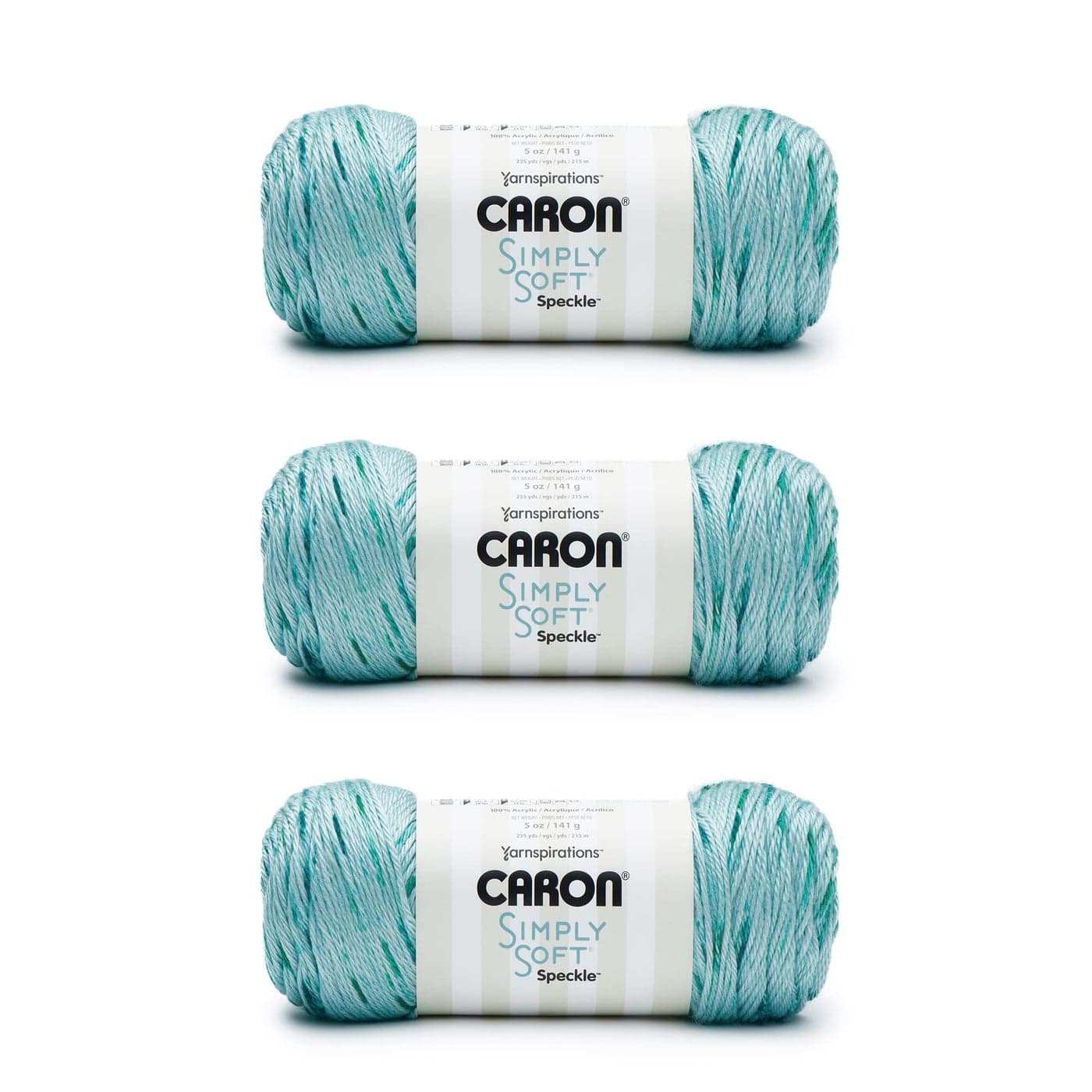 Caron Simply Soft Abyss Speckle Yarn 3 Pack of 141g5oz Acrylic 4 Medium Worsted 235 Yards KnittingCrochet