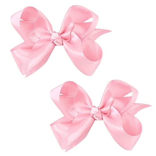 3 Inch Satin Bow for Little Girls 2 Pcs Pink