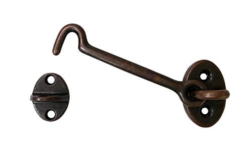 QCAA Heavier Duty Brass Door Hook Latch & Eye, 5" Antique Copper, Made in Taiwan, 1 Pack