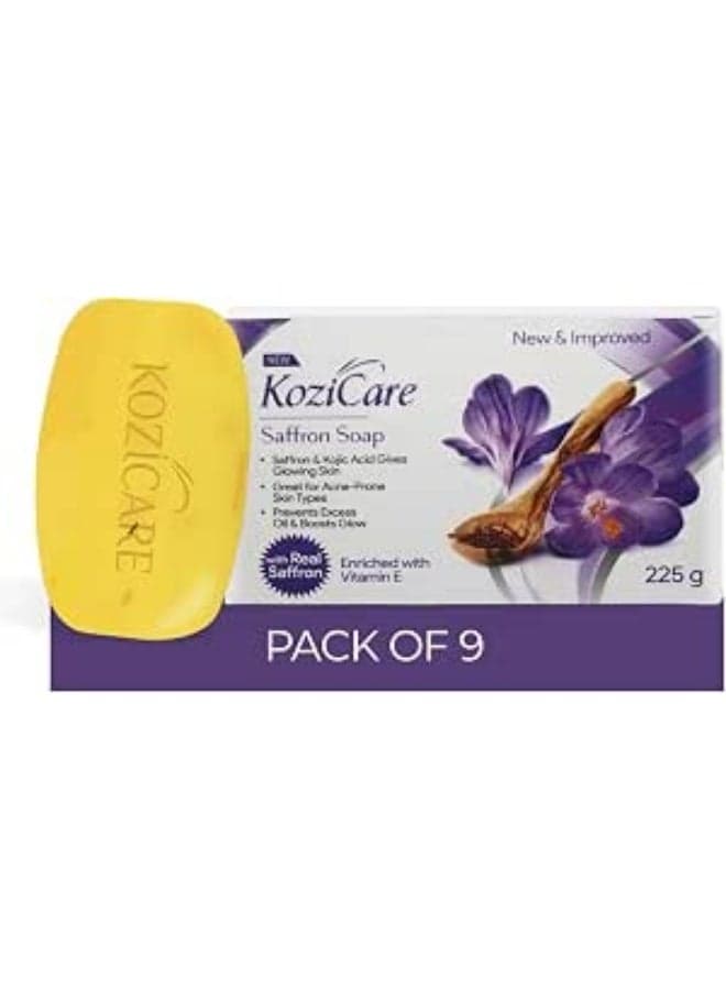 Kozicare Kojic Acid Soap & Glutathione Soap | Saffron Soap | Body Tan Removal Soap & Detan Soap | Soap for Men & Women | For Dark Spots, Excess Oil & Acne Scars | Even Out Skin Tone - Pack of 9