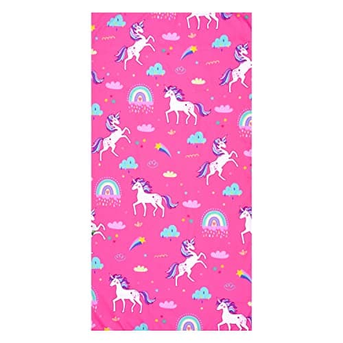 LIVILAN Pink Unicorn Rainbow Beach Towel Perfect for Kids Girls Women Soft Microfiber Bath Pool Swimming Towel Thin Quick Dry Sand Free Small 24x 48 Cute Unicorn Gifts
