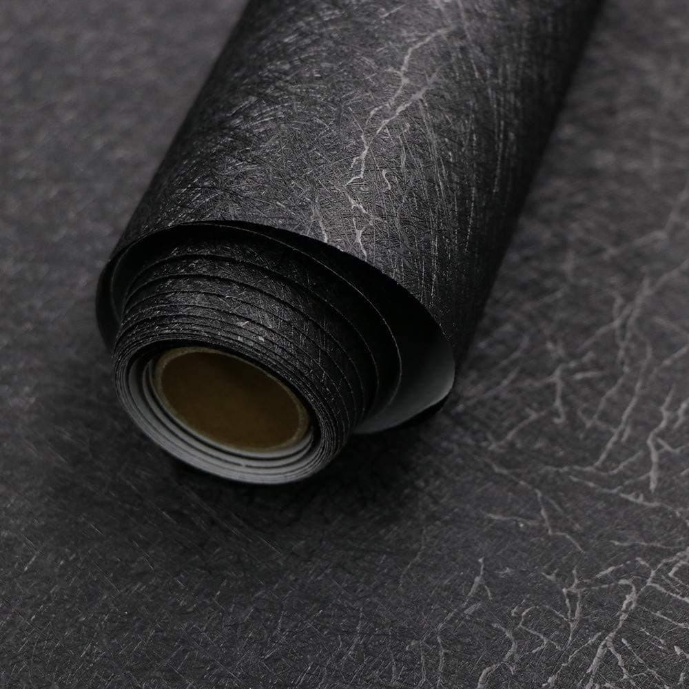 Abyssaly Black Silk Wallpaper Peel and Stick 157 X 3937 Embossed Self Adhesive Black Contact Paper Removable Kitchen Vinyl Textured Wall Paper Cabinet Furniture Shelf Liner