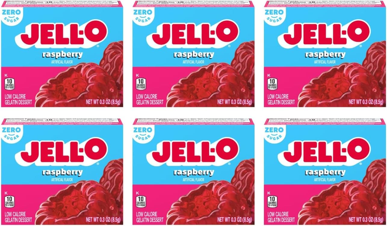 Jell-O Raspberry Sugar Free Gelatin Dessert Mix (Pack of 6)