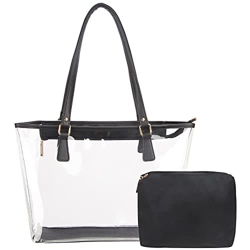 MICOM Cute Neno Candy Color Polka Dot Clear Bags Beach Tote Shoulder Handbag (Black1)