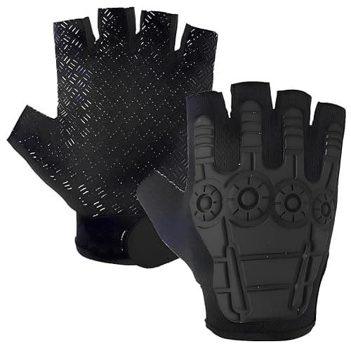 Adroitz Silicone Biker Gloves - Comfortable Half Finger Design with Non-Slip Grip, Waterproof and Durable Padding, Ideal for Auto_Racing Riding, Hiking, and Travel | Men and Women, Black