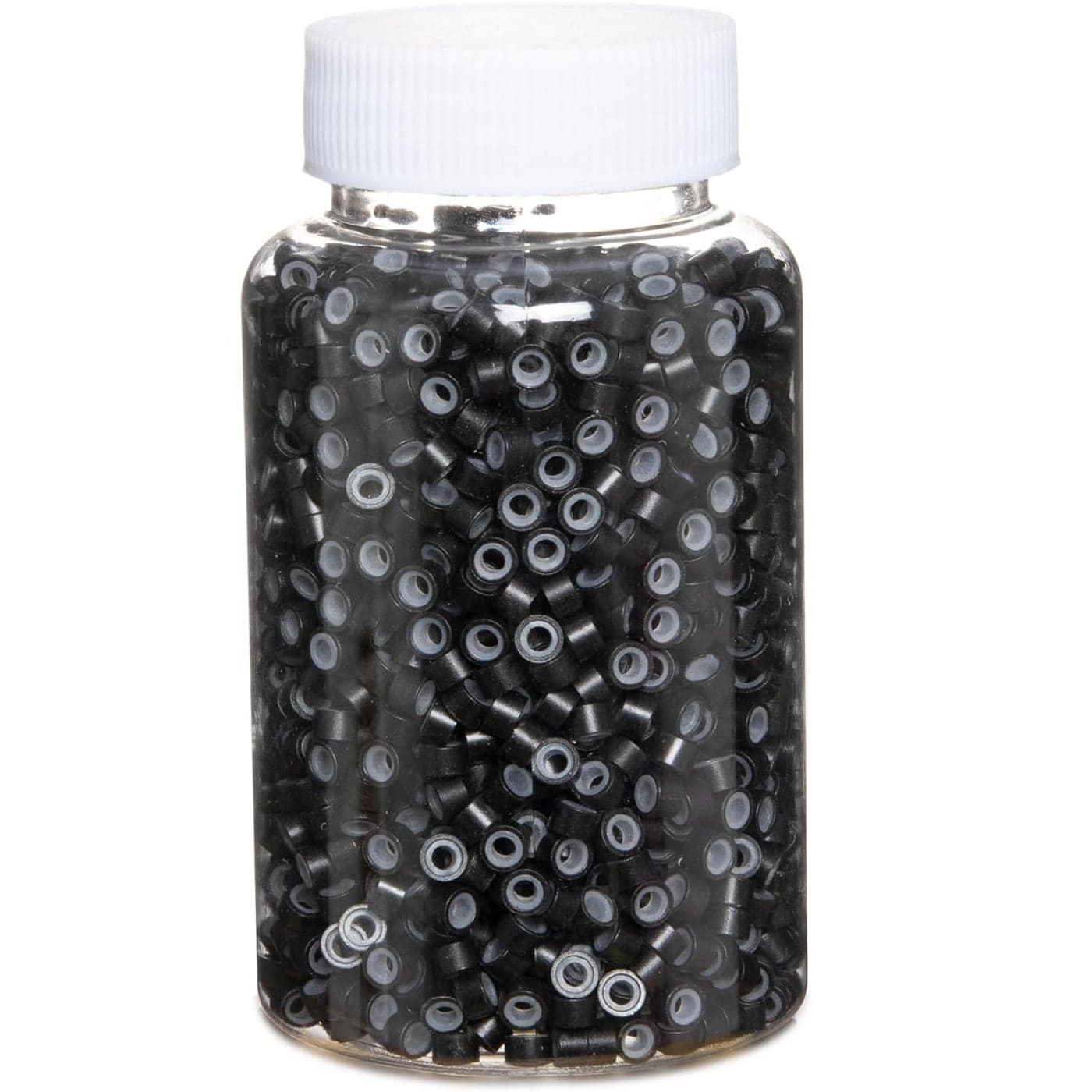 2500pcs Hair Extentions Micro Rings Links Beads 5mm Silicone Lined Beads for Human Hair Extensions ToolBlack