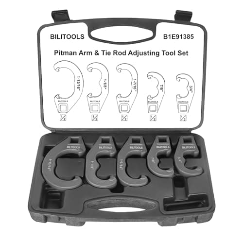 BILITOOLS 5 Piece Tie Rod Adjusting Tool Set – Sleeve & Pitman Arm Adjustment Kit, Tie Rod Adjust Wrench and Align Alignment Wrench Compatible with Chevy Ford Chrysler Older Domestic Trucks SUVs