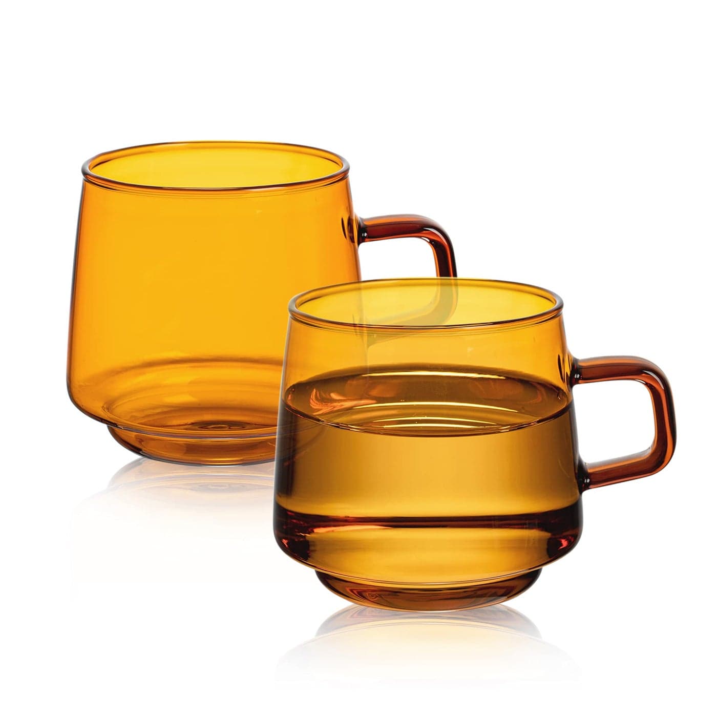 Joeyan Amber Glass Coffee Mugs Set of 210 oz Glass Stackable Coffee Cups with Handle Colored Tea Cups Drinking Glasses for Espresso Cappuccino Latte Tea Milk