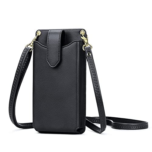 Peacocktion Black Small Leather Purses for Women, Travel Crossbody Bags for Women with Card Slot, Wallet Card Holder