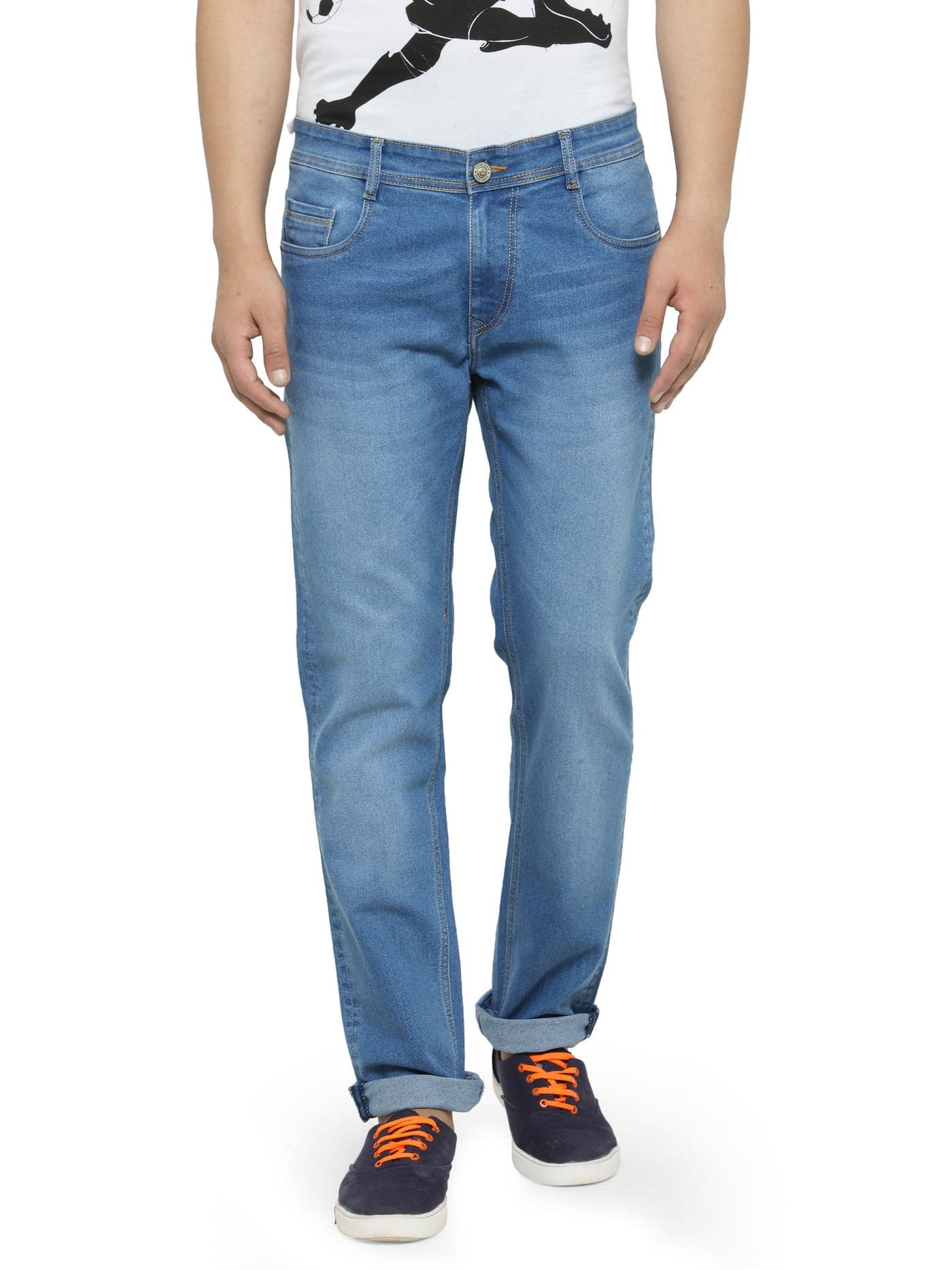 Ben Martin Men's Slim Fit Stylish Stretchable 30 Size Light Blue Cotton Denim Mid Rise Jeans Pant For Men, JJ3-5