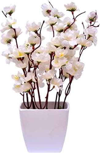 Yash Enterprises Artificial Artificial Flora with Pot (White, 1 Piece)